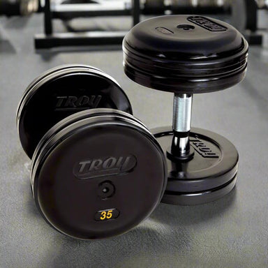 RUFDC-R TROY Pro-Style Rubber Encased Dumbbell Contoured Handle Rubber  35 lb Pair