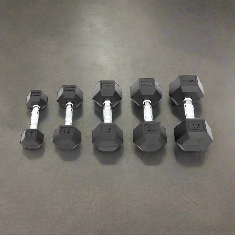 S6230-RXA10 TKO 5-50 lb Rubber Hex Dumbbell Set, Contour