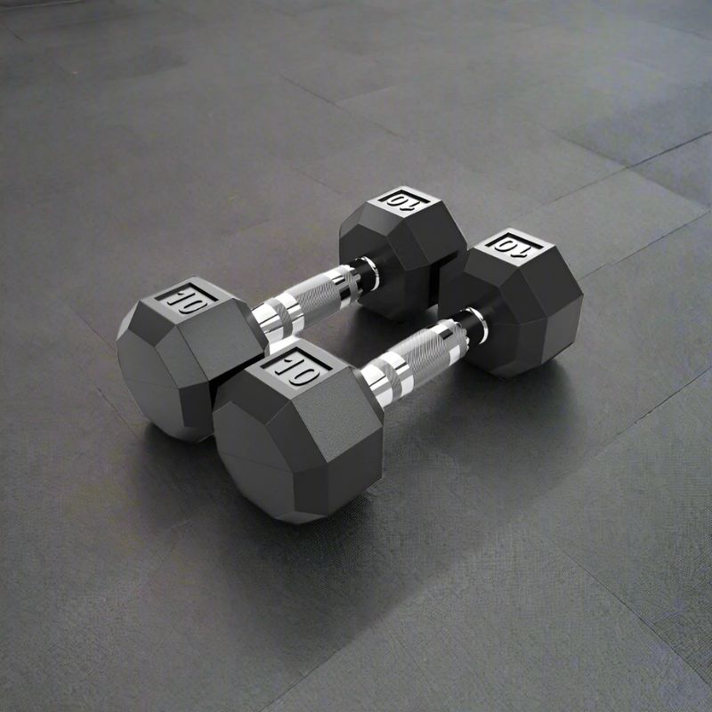 VTX SD-R 8-Sided Rubber Encased Hex Dumbbell 10lb Pair