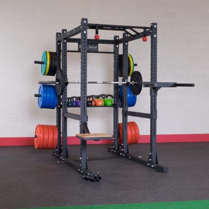 SPR1000  Body Solid PCL Power Rack Base Rack/Liftoffs/Premium Safeties with Barbell ,Plates and Kettlebell