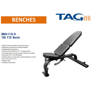 TAG Fitness  Flat/Incline/Decline Bench - Black Specifications