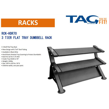 TAG Fitness RCK-HDR70 HEX 3 Tier Dumbbell Rack (Holds 15 Pairs) Specifications
