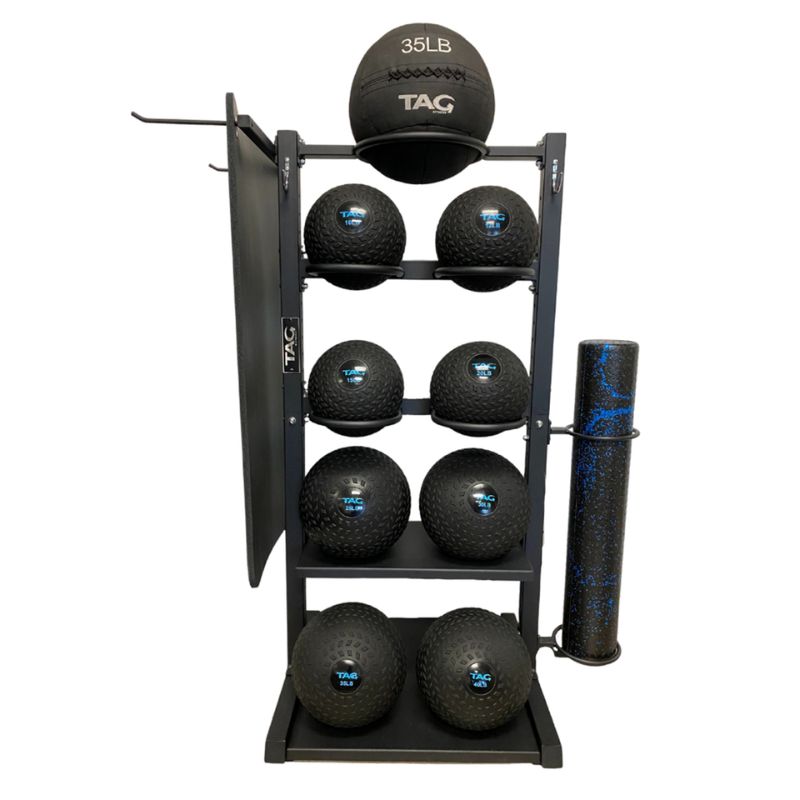 TAG Fitness TTSLAM Tire Tread Slam Ball Set with Rack