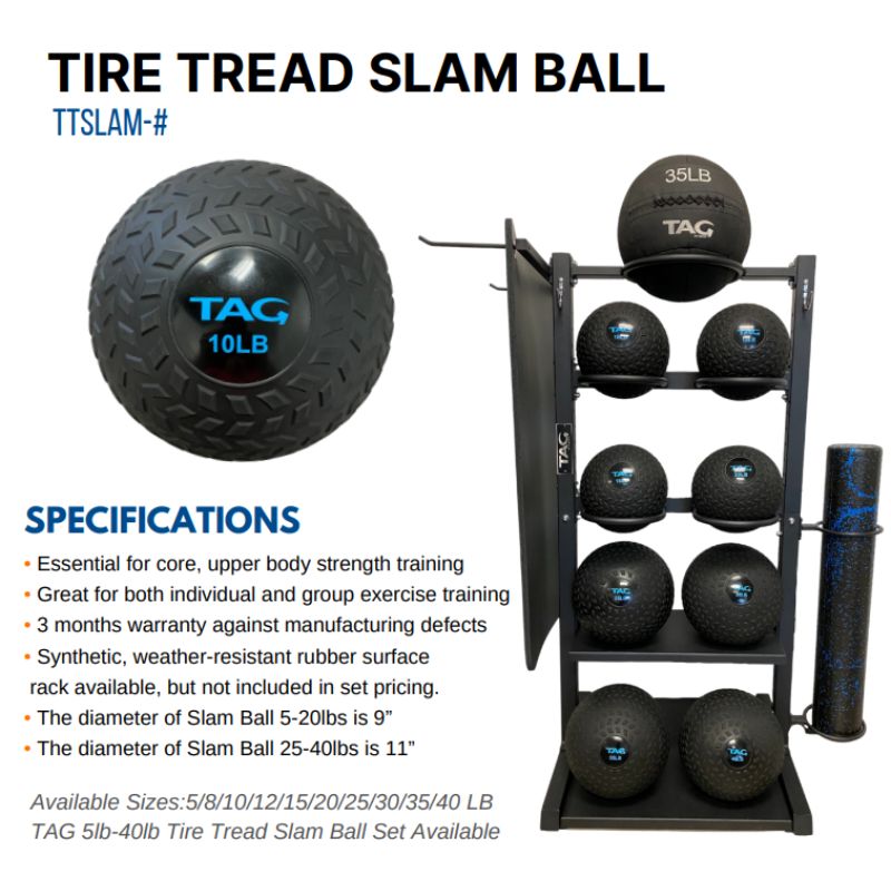 TAG Fitness TTSLAM Tire Tread Slam Ball Specifications