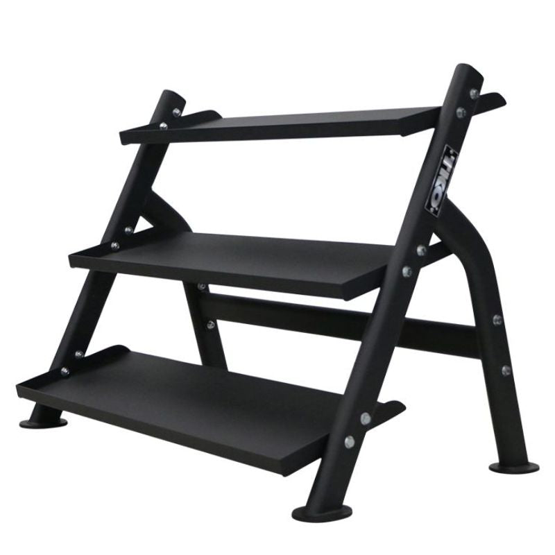 TKO Strength 3-Tier Shelf Dumbbell Rack for Hex Dumbbells - 6235-B Gallery Left Side View