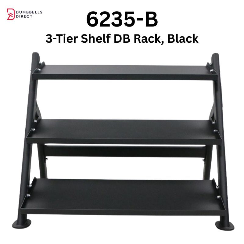 TKO Strength 3-Tier Shelf Dumbbell Rack for Hex Dumbbells - 6235-B Rack Only