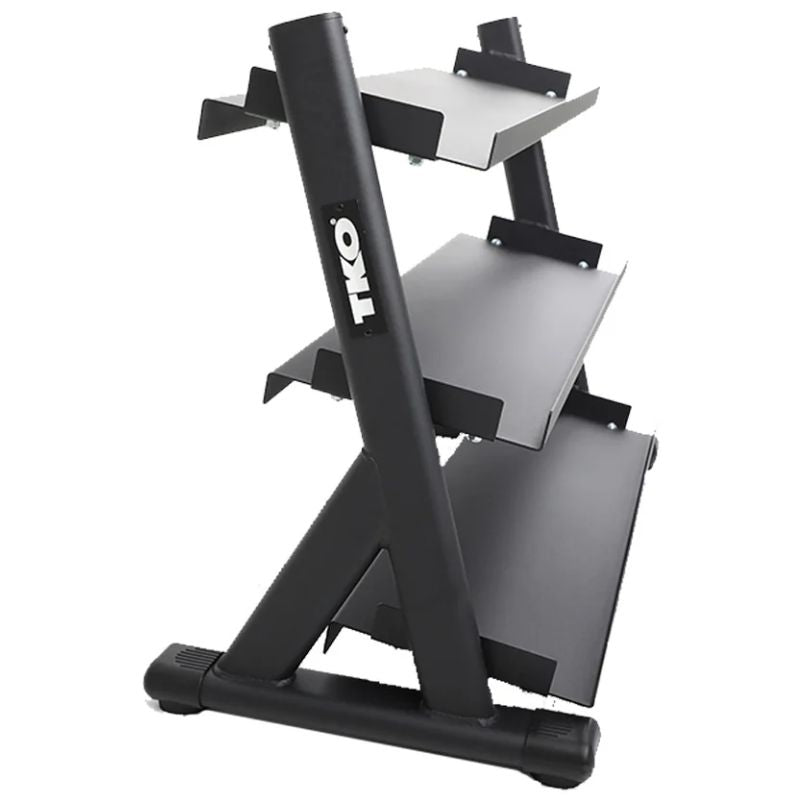 TKO Strength 3-Tier Shelf Dumbbell Rack for Hex Dumbbells - 6235-B Side View Rack