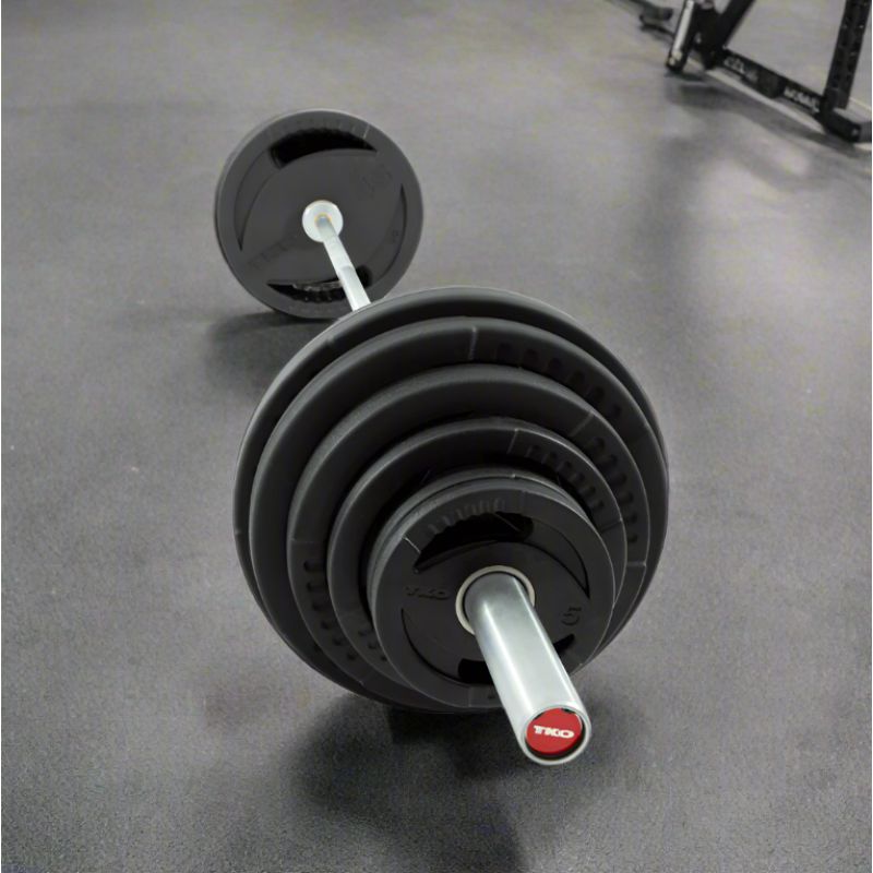 TKO Strength 300Lb Olympic Rubber Plate set w_1,500lb Bar & Collars - 803OR-300MB Main Display