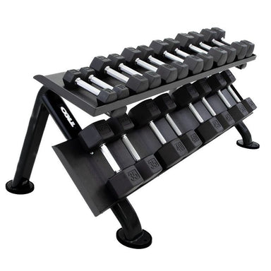 TKO Strength 2-Tier Horizontal Dumbbell Rack for Hex Dumbbells - 889HDR-BK Gallery