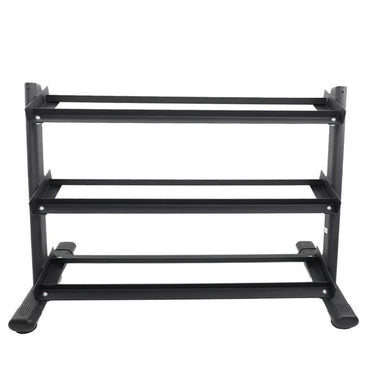 TKO Strength 3-Tier Rail Dumbbell Rack for Hex Dumbbells - 6230-B Empty Rack Front View