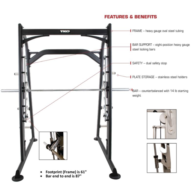 TKO Strength Smith Machine Features and Benefits | Smith Machine Dimensions