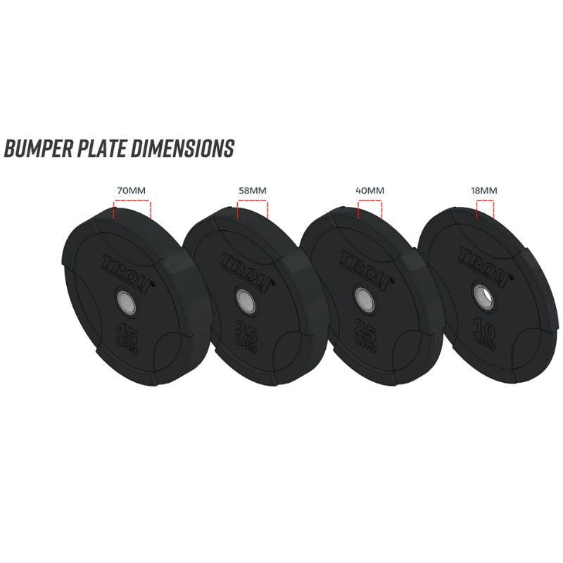 TROY BO-SBP Solid Black Bumper Plate with Steel Insert Dimensions