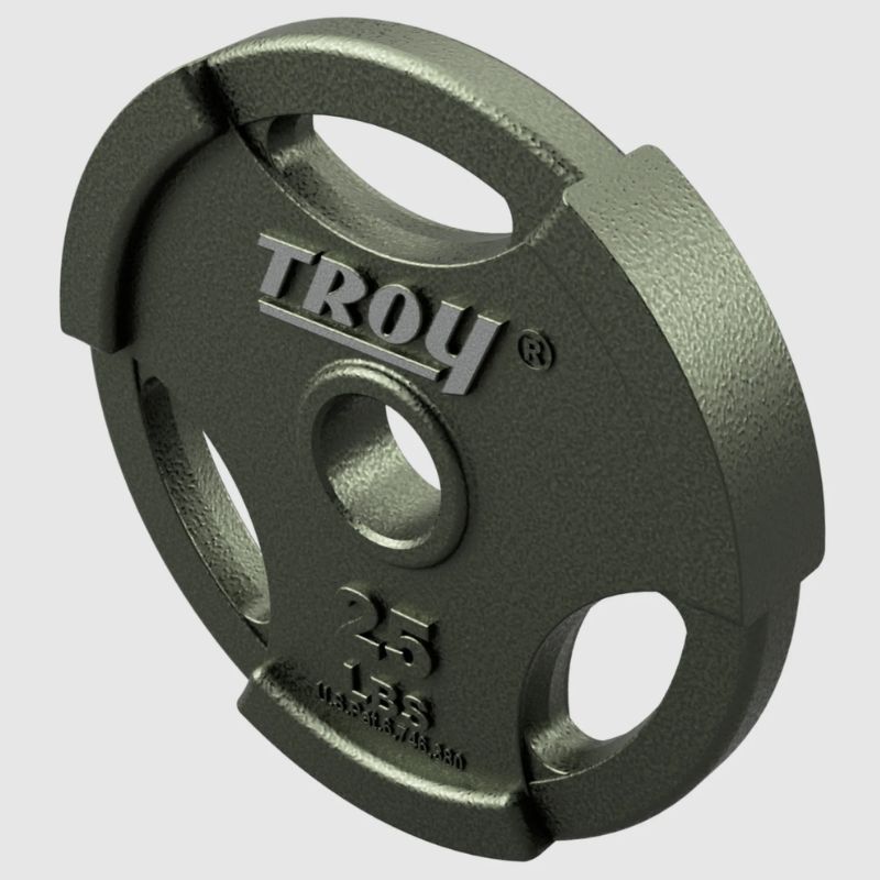 TROY GO Machined Olympic Grip Plate Gray 25 lb Weight Plate