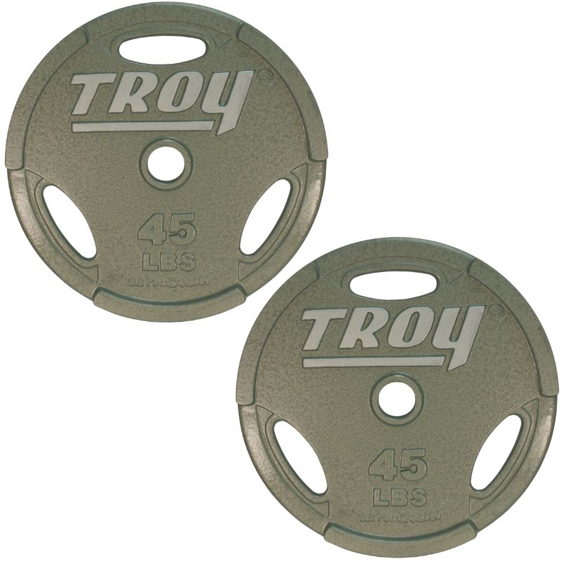 TROY GO Machined Olympic Grip Plate Gray 45lbs Pair