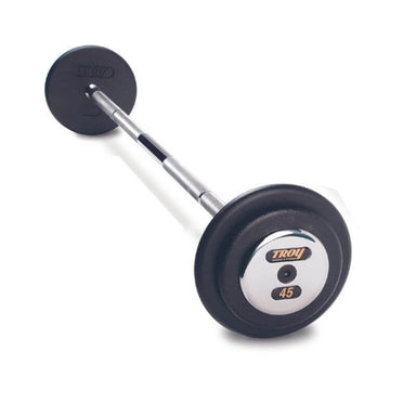 TROY PFB-C Pro Style Straight Barbell Black Plates Chrome End Caps
