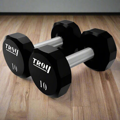 TROY TSD-U 12-Sided Urethane Encased Dumbbell 10 lb Pair Side View