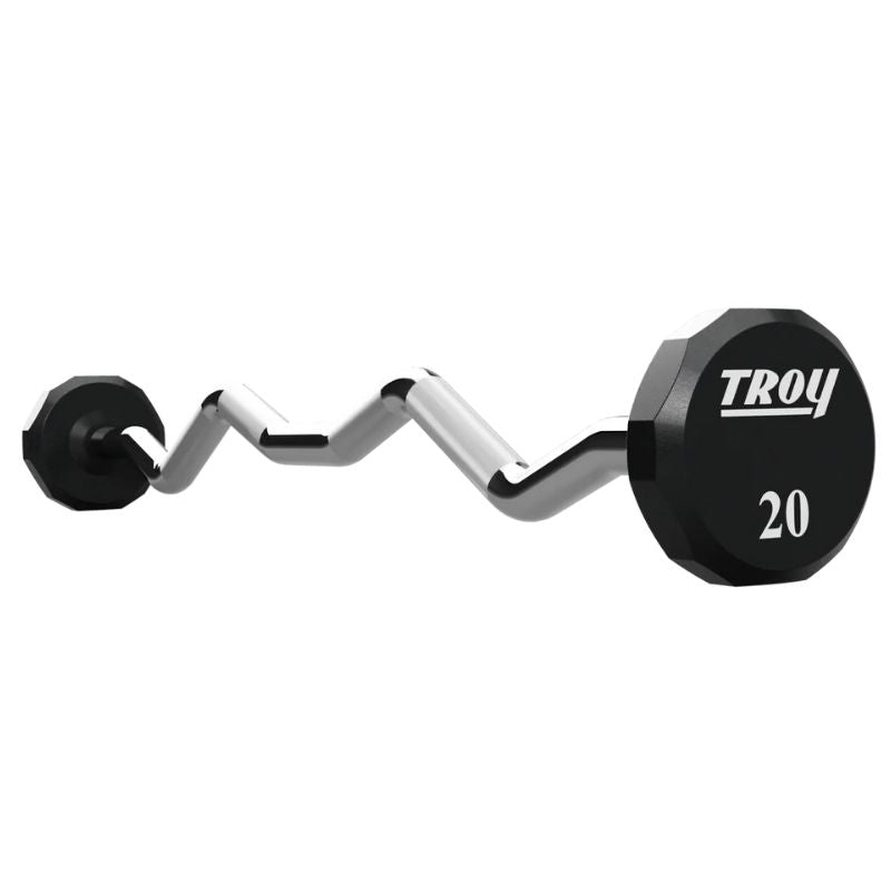 TROY TZB-U 12-Sided Urethane Fixed Curl Barbell 20 lbs