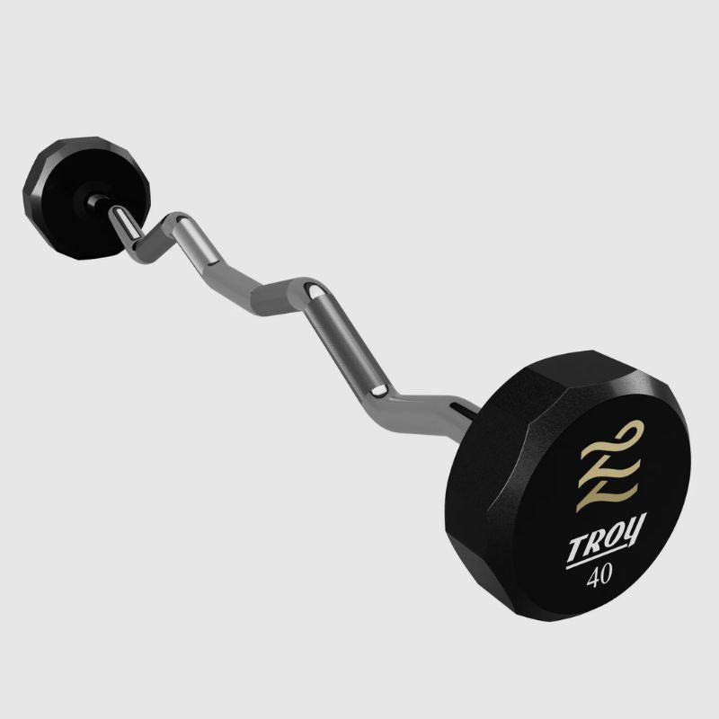 TROY TZB-U 12-Sided Urethane Fixed Curl Barbell Custom Logo 1