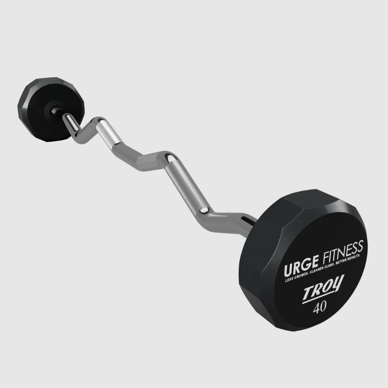 TROY TZB-U 12-Sided Urethane Fixed Curl Barbell Custom Logo 2