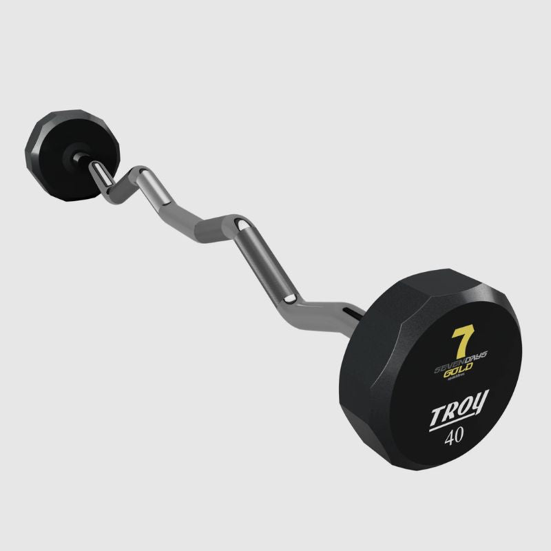 TROY TZB-U 12-Sided Urethane Fixed Curl Barbell Custom Logo 3
