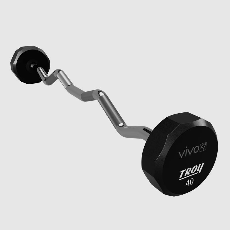 TROY TZB-U 12-Sided Urethane Fixed Curl Barbell Custom Logo 6
