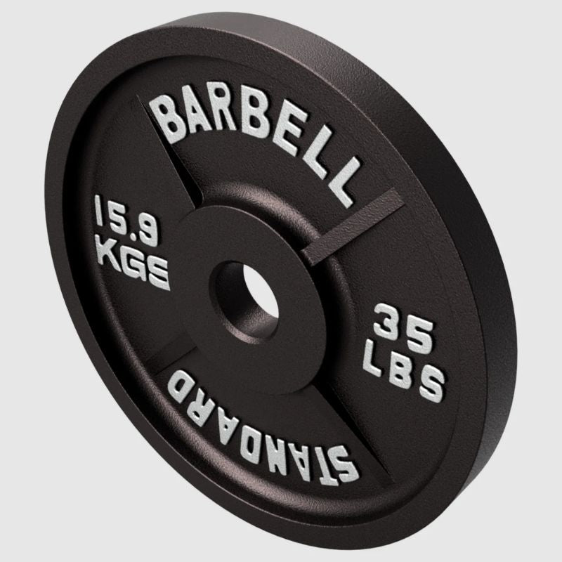 Troy BO Economy Black Cast Iron Olympic Plate 35 lb weight plate