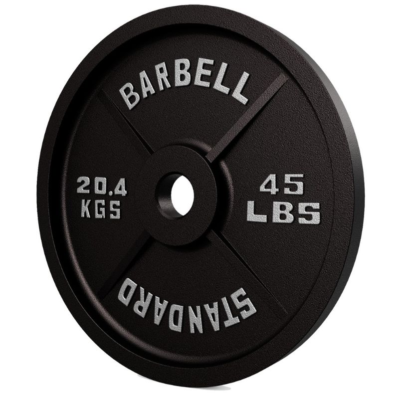 Troy BO Economy Black Cast Iron Olympic Plate 45lbs Side View