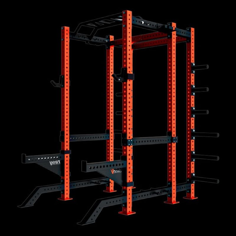 Troy G-PR-3030 Fitness Apollo Power Rack Premium Package Red Left Side View