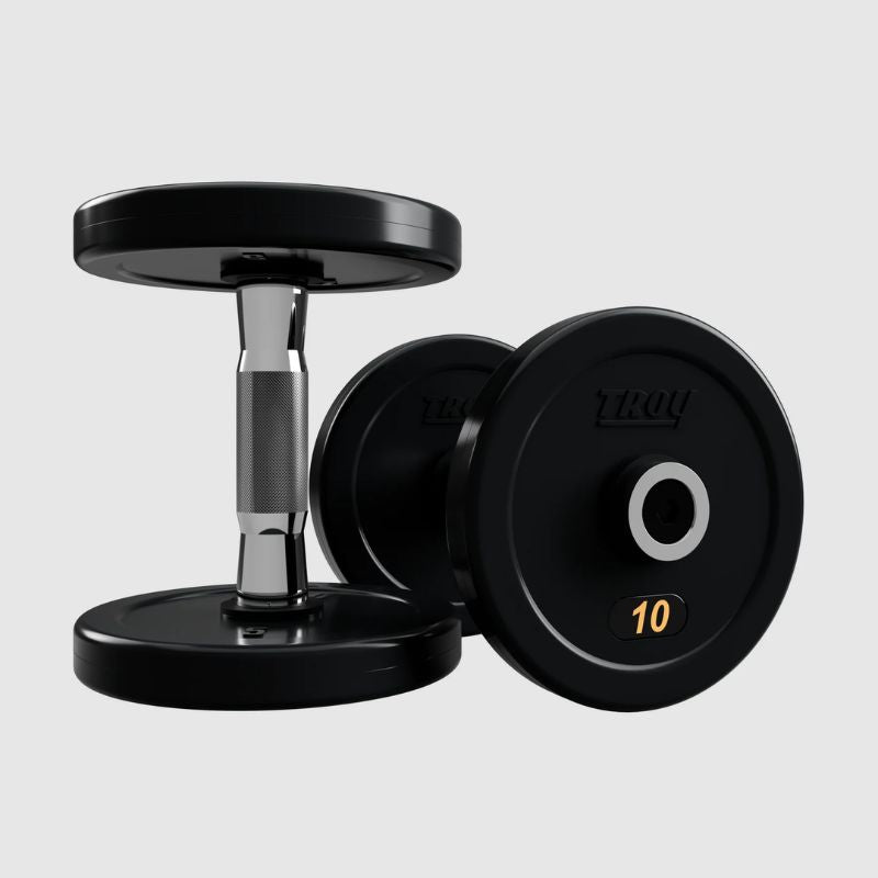 Troy Pro Style Dumbbells - Rubber Encased with Contoured Handle - 10 lb dumbbells