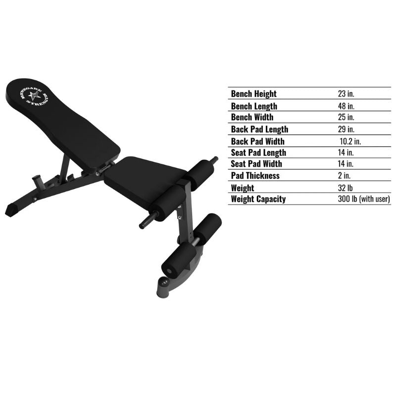 USA Sports by Troy GWS-FID Flat/Incline/Decline Bench Dimensions