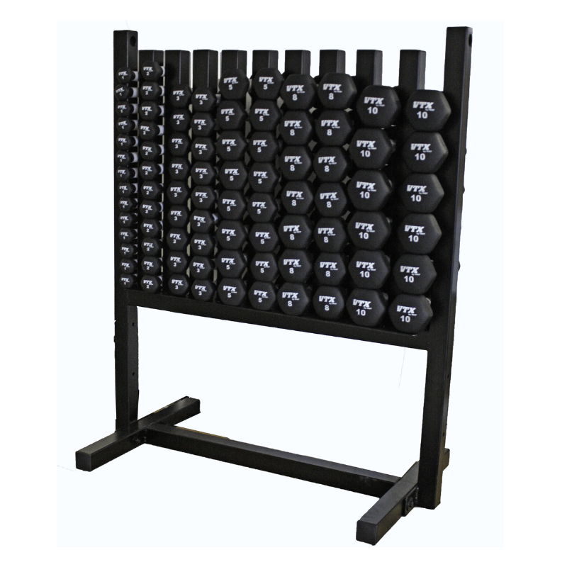 GTD5 VTX Neoprene Textured Hex Dumbbell with Rack