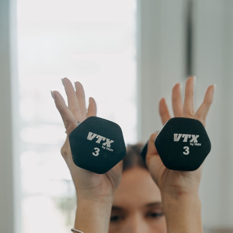 VTX GTD Neoprene Textured Hex Dumbbell 3 lb Dumbbell Pair in Fitness Class
