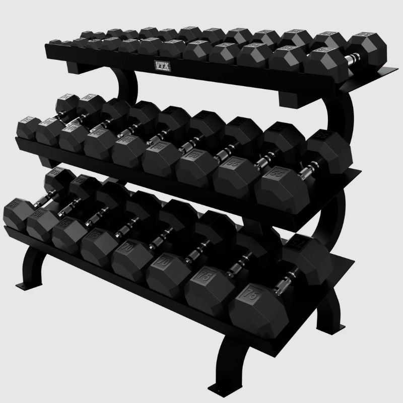 VTX by Troy VERTPAC-SDR75 Rubber Dumbbell Set with Shelf Rack Main Display