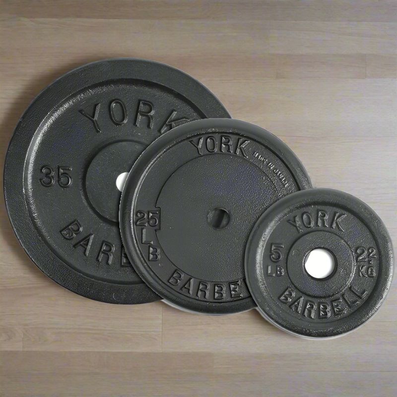 YORK  1" Standard Contour Cast Iron Plate - Black 35lb, 25lb, 5lb