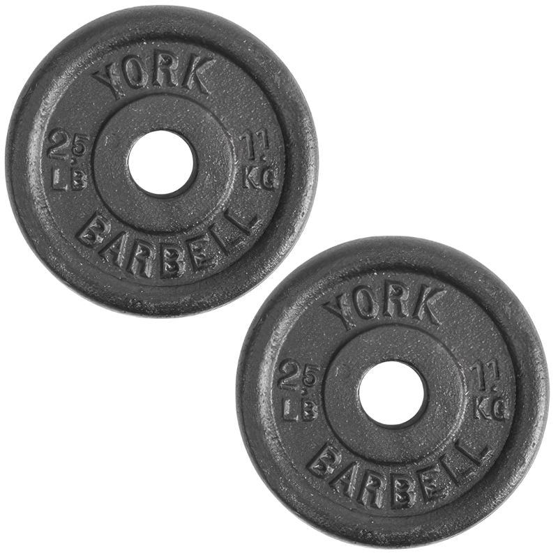 YORK 1_ Standard Contour Cast Iron Plate - Black 2.5 lb Weight Plate Pair