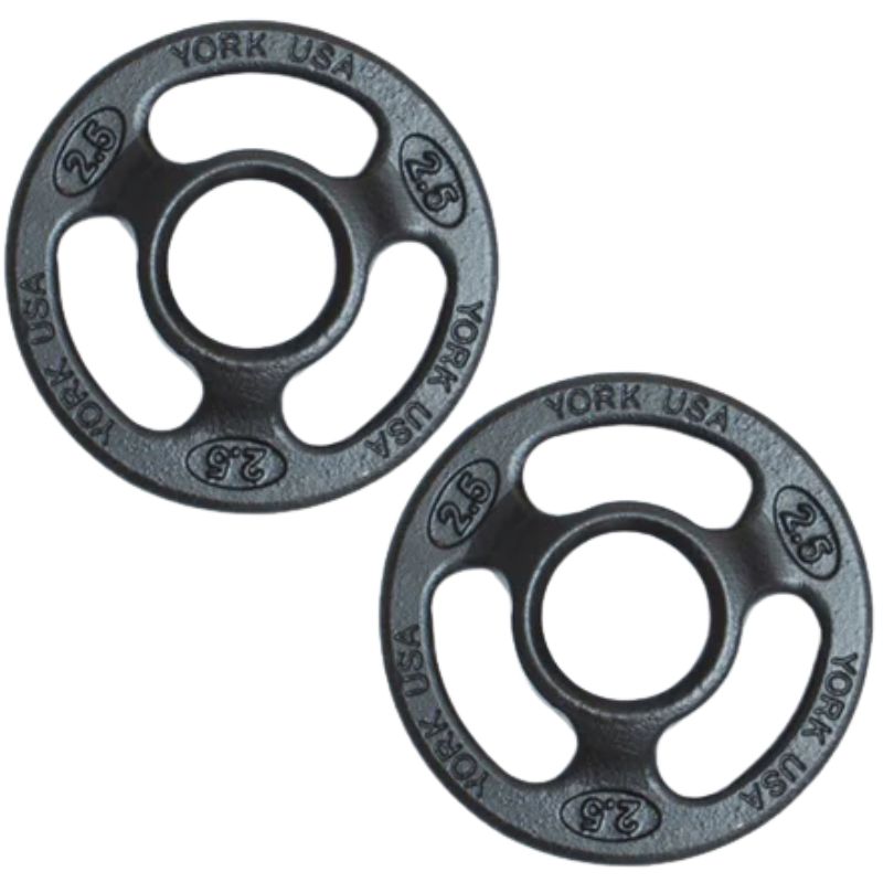 YORK _ISO-GRIP_ Steel Composite Olympic Grip Plate - Black 2.5 lb Weight Plate Pair