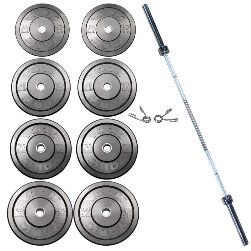 York 29046 275lb Bumper Plate Set with Bar