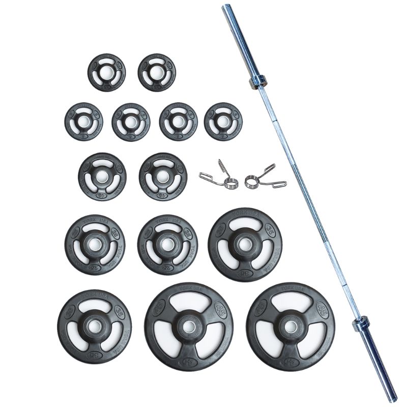 York 300lb Iso-Grip Rubber-Encased Steel Olympic Plate Set