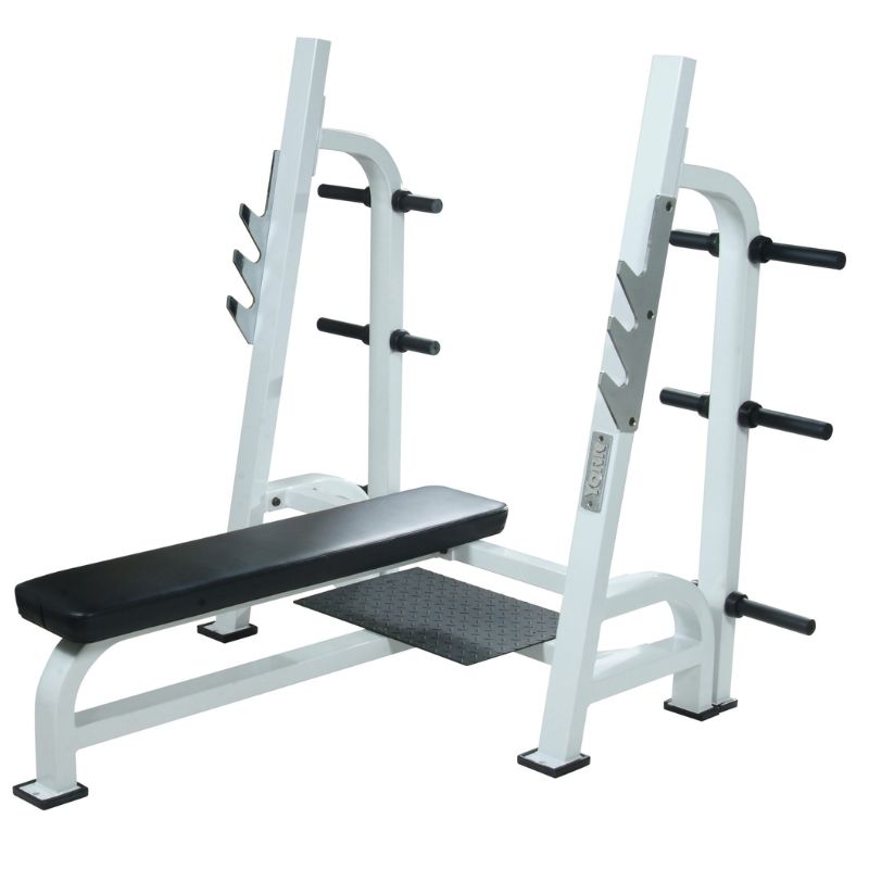 YORK STS Olympic Flat Bench with Gun Racks White