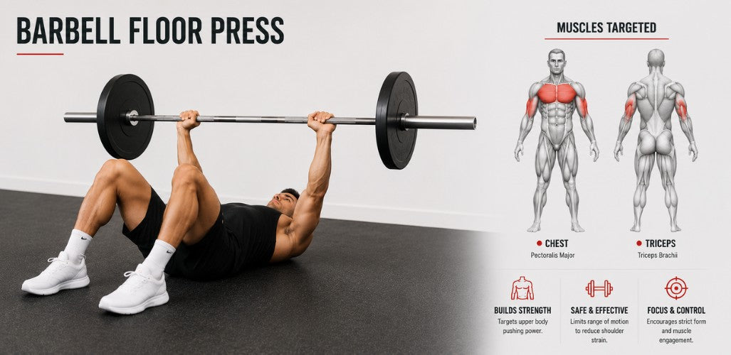 Barbell Floor Press: Bigger Chest, Stronger Triceps & Shoulder-Friendly Pressing Strength