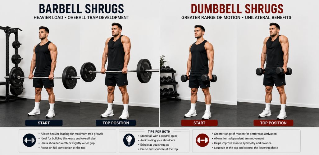 Barbell Shrugs vs Dumbbell Shrugs: Which Builds Bigger Traps?