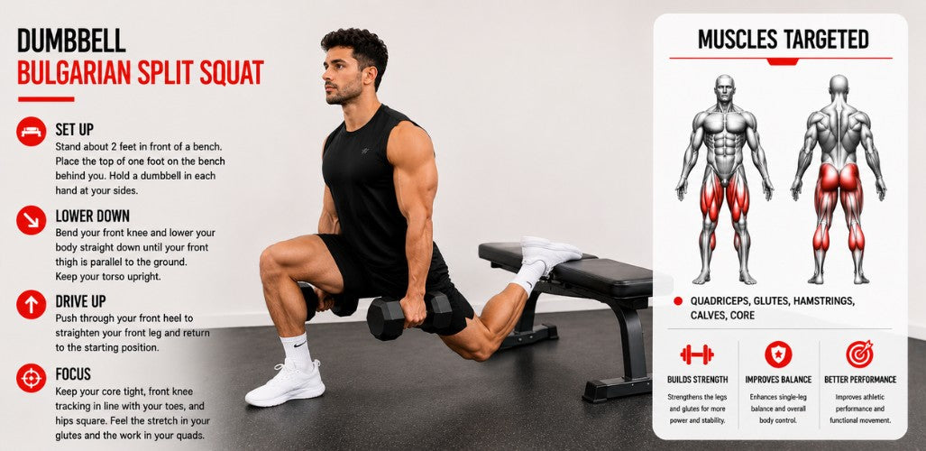 Dumbbell Bulgarian Split Squat: Strength, Balance & Glute Power