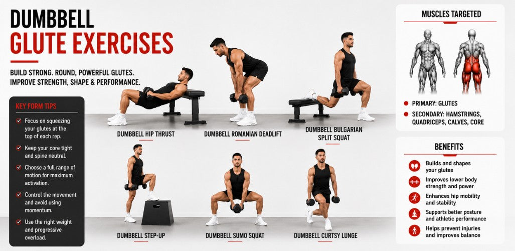 Dumbbell Glute Exercises: Build Strength, Shape & Power at Home or Gym