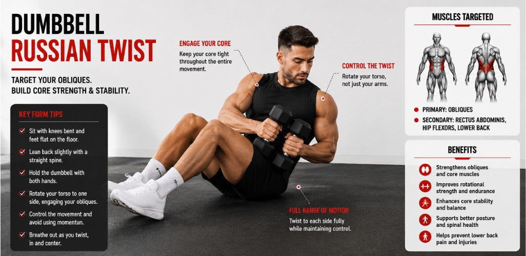 Dumbbell Russian Twists: Build Core Strength, Stability & Oblique Power