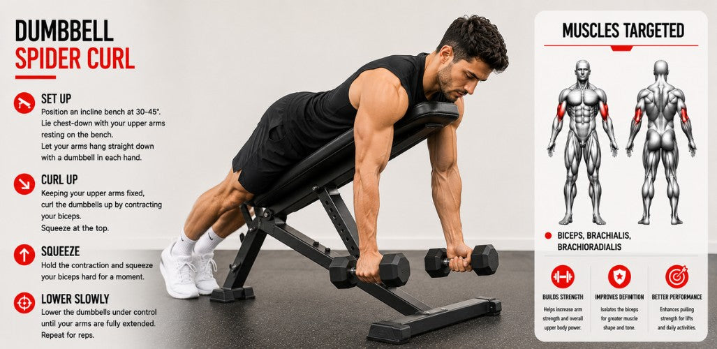 Dumbbell Spider Curl: Maximize Bicep Peak & Isolation