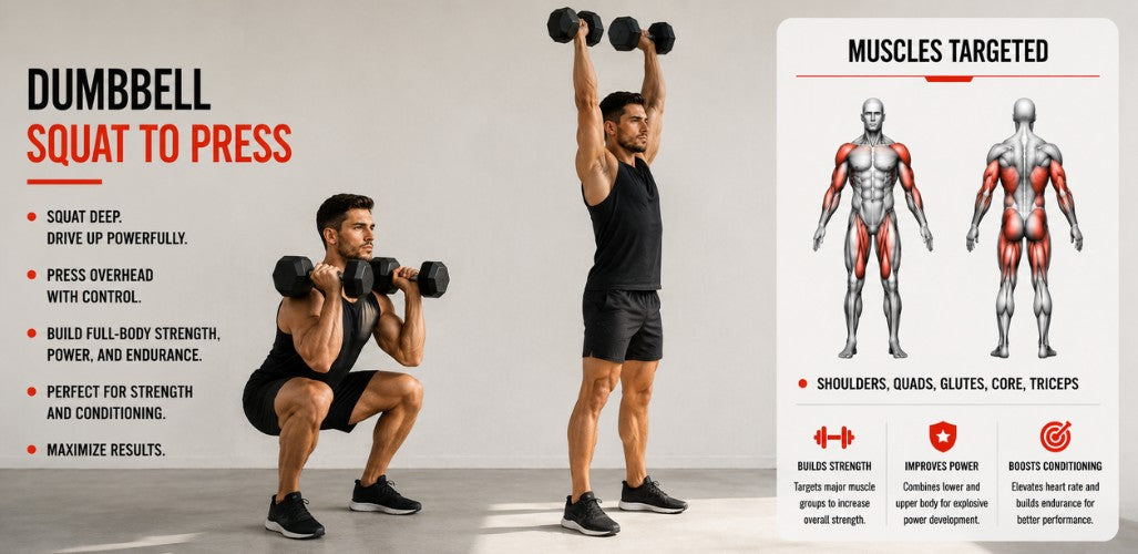Dumbbell Squat to Press: Full-Body Power for Strength & Conditioning