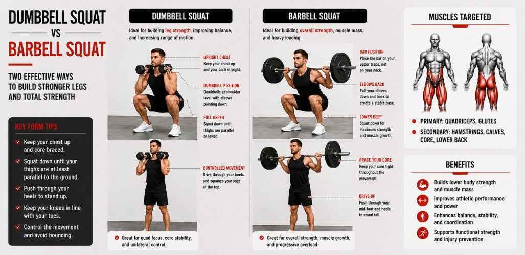 Dumbbell Squat vs Barbell Squat: Which Is Better for Leg Strength and Growth?