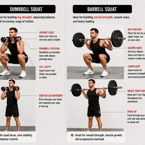 Dumbbell Squat vs Barbell Squat: Which Is Better for Leg Strength and Growth?