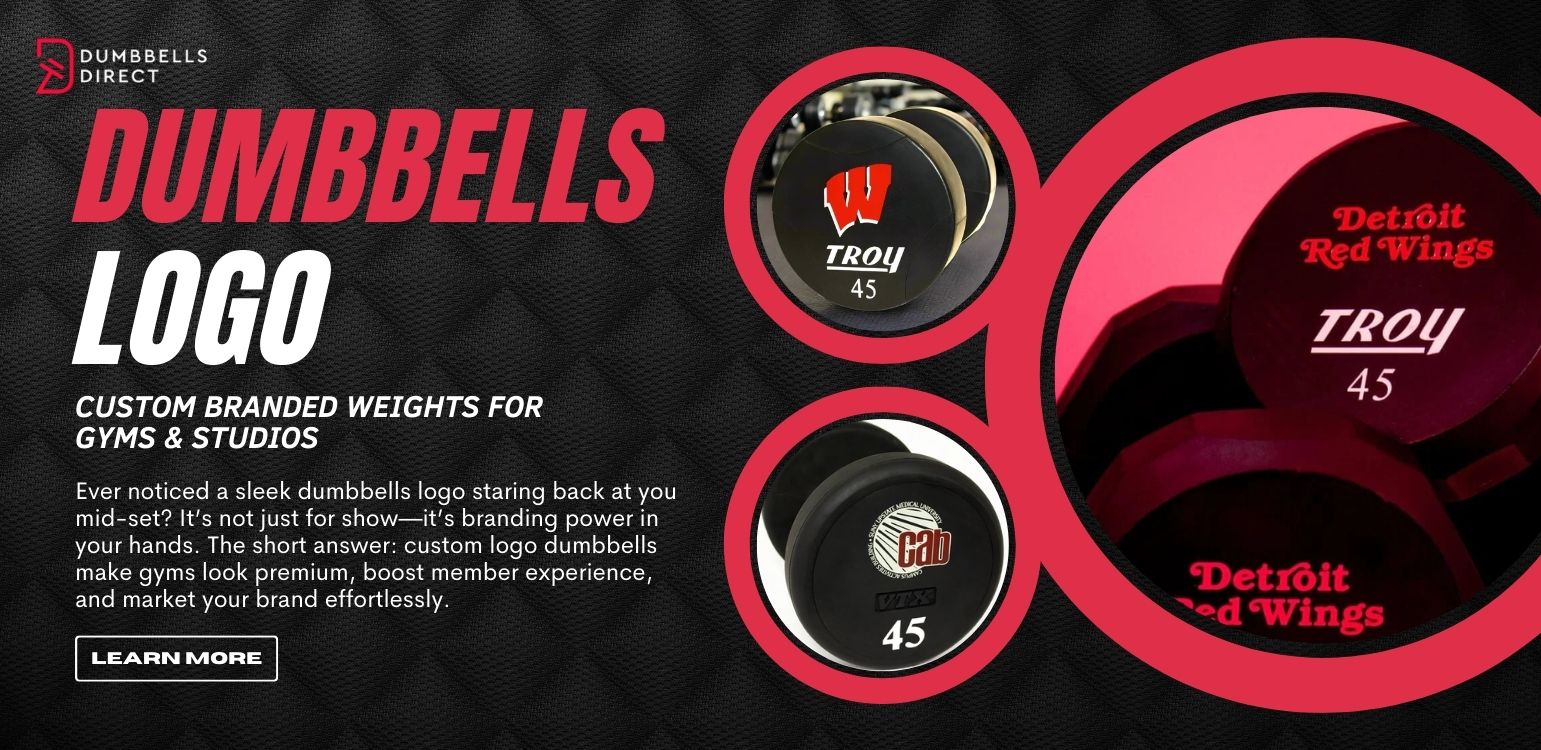 Dumbbells Logo — Custom Branded Weights for Gyms & Studios