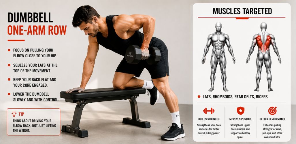 One-Arm Dumbbell Row: Build Strength, Size & Balance
